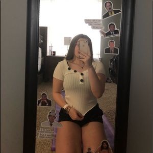 ✰ white lettuce trim button down shirt ✰